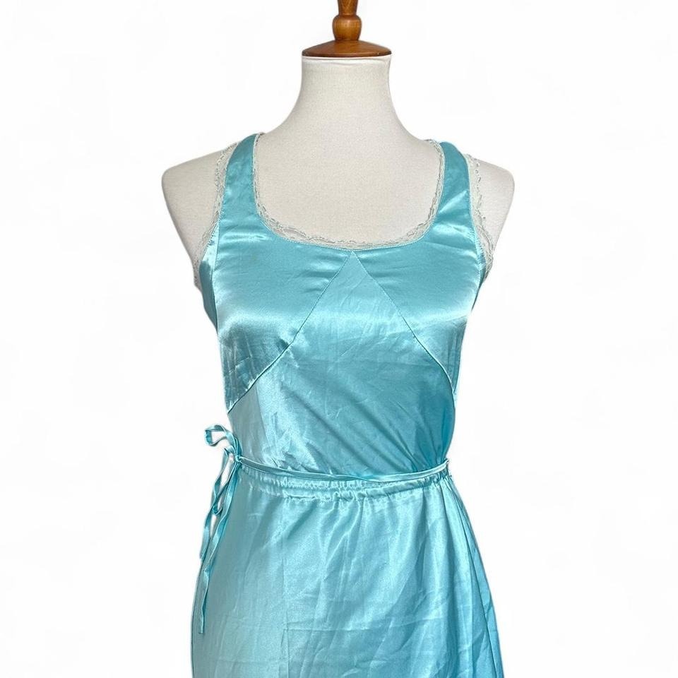 Vintage Light Blue Satin Slip Dress
